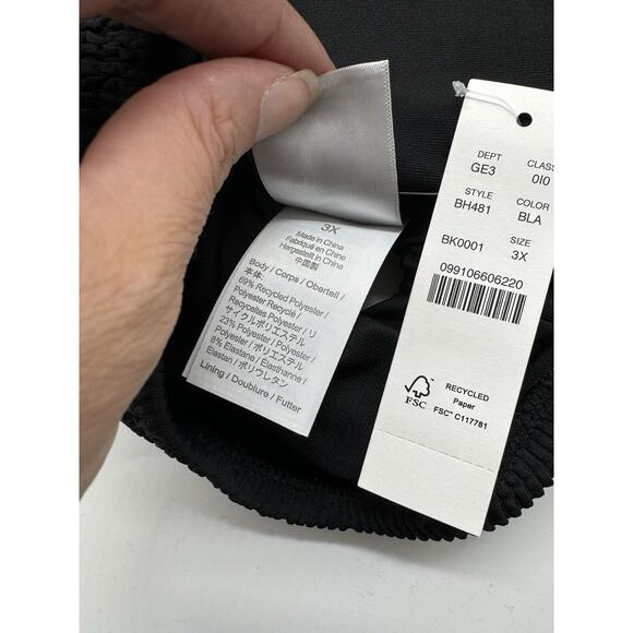 NWT J. Crew Scrunchie Knotted Scoop Neck Black Textured Bikini Top Sz 3X - Picture 9 of 9